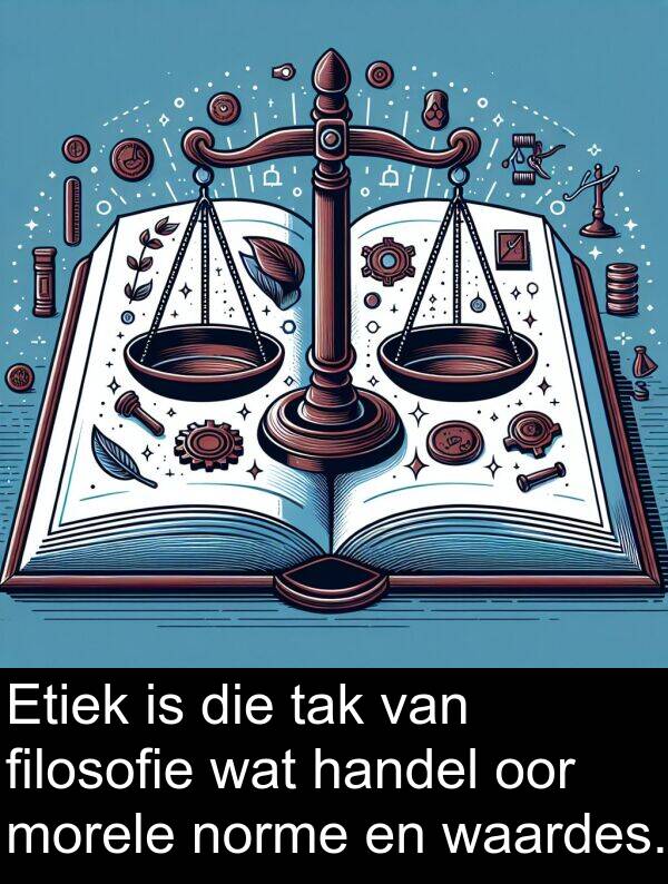 handel: Etiek is die tak van filosofie wat handel oor morele norme en waardes.