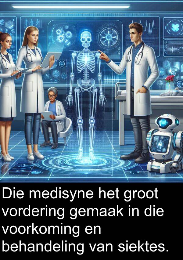 siektes: Die medisyne het groot vordering gemaak in die voorkoming en behandeling van siektes.