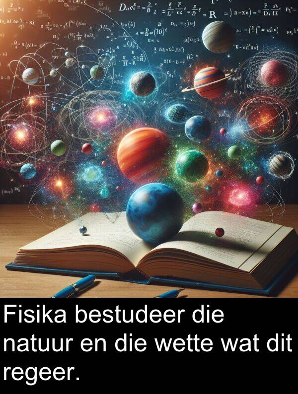 bestudeer: Fisika bestudeer die natuur en die wette wat dit regeer.
