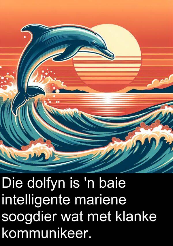 intelligente: Die dolfyn is 'n baie intelligente mariene soogdier wat met klanke kommunikeer.