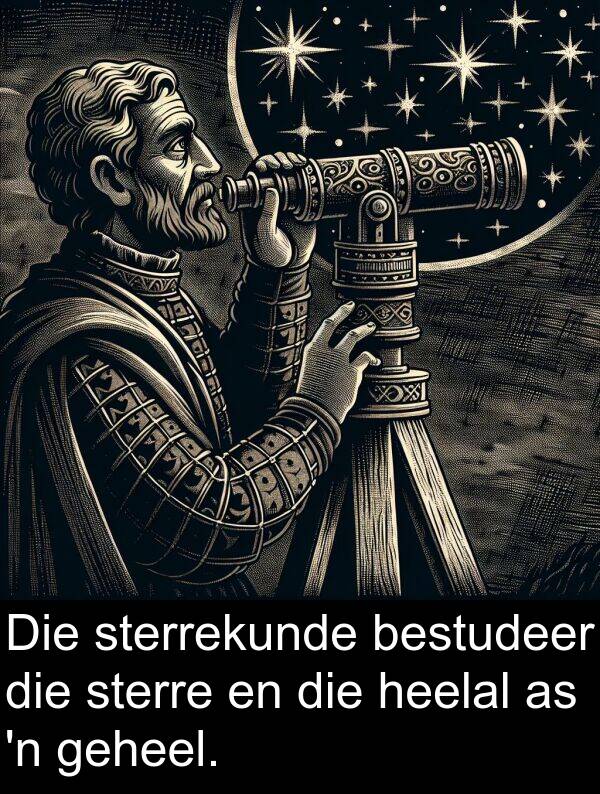 heelal: Die sterrekunde bestudeer die sterre en die heelal as 'n geheel.