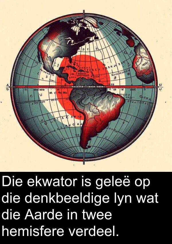 geleë: Die ekwator is geleë op die denkbeeldige lyn wat die Aarde in twee hemisfere verdeel.