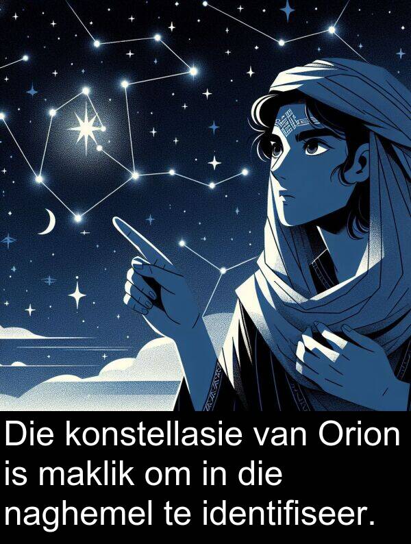 identifiseer: Die konstellasie van Orion is maklik om in die naghemel te identifiseer.