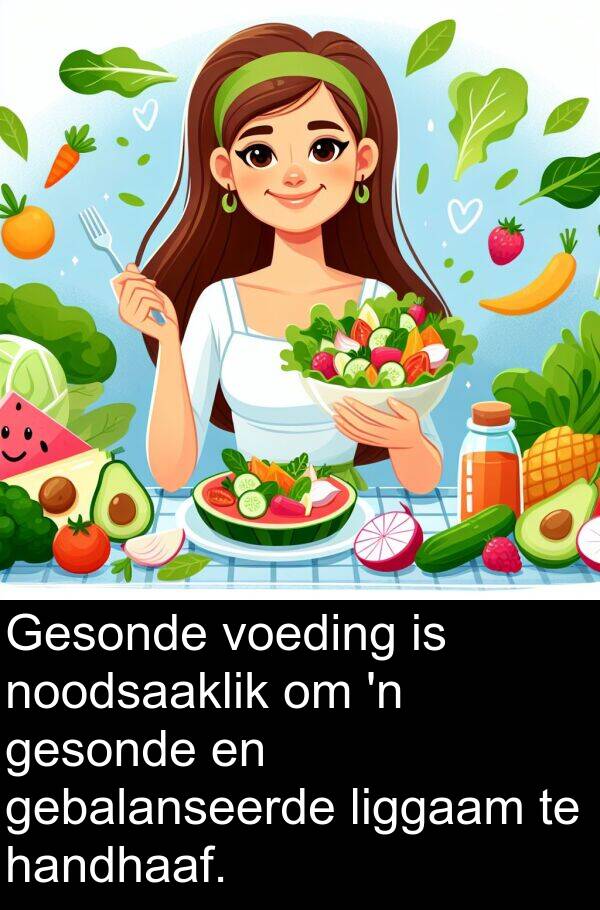 handhaaf: Gesonde voeding is noodsaaklik om 'n gesonde en gebalanseerde liggaam te handhaaf.