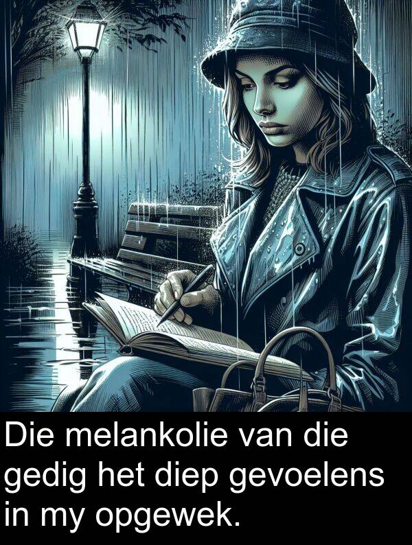 diep: Die melankolie van die gedig het diep gevoelens in my opgewek.
