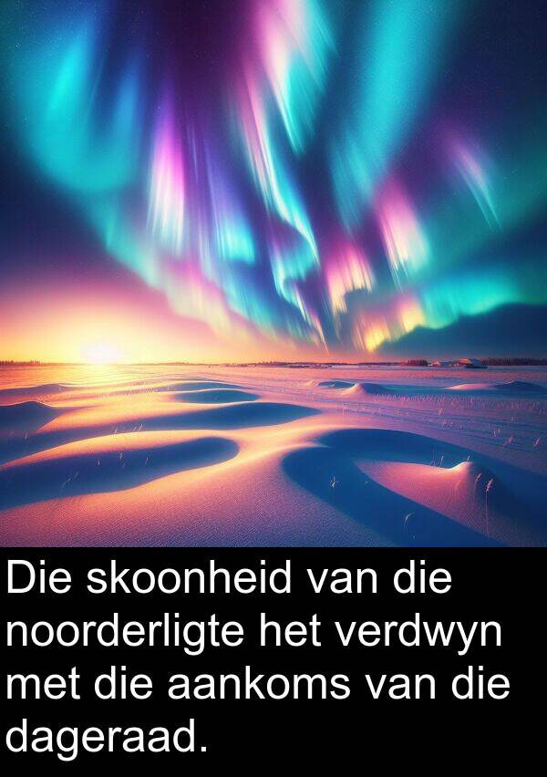 dageraad: Die skoonheid van die noorderligte het verdwyn met die aankoms van die dageraad.