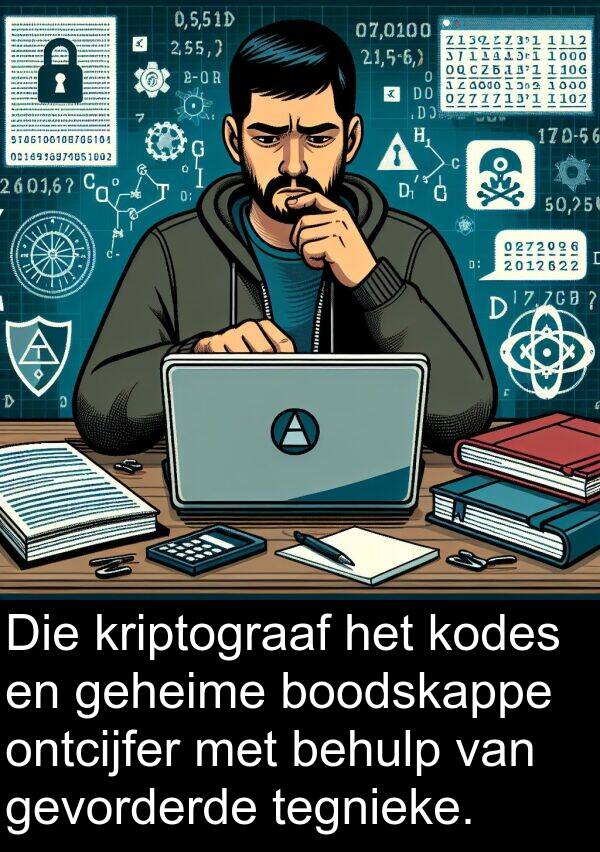 geheime: Die kriptograaf het kodes en geheime boodskappe ontcijfer met behulp van gevorderde tegnieke.
