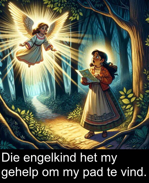 engelkind: Die engelkind het my gehelp om my pad te vind.