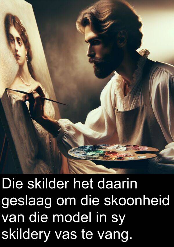 daarin: Die skilder het daarin geslaag om die skoonheid van die model in sy skildery vas te vang.