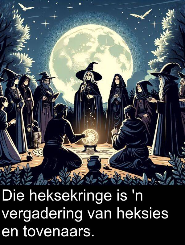 heksekringe: Die heksekringe is 'n vergadering van heksies en tovenaars.