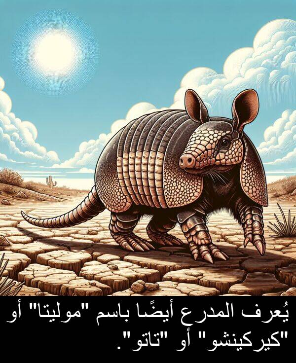 باسم: يُعرف المدرع أيضًا باسم "موليتا" أو "كيركينشو" أو "تاتو".