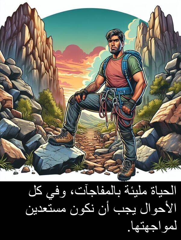 الأحوال: الحياة مليئة بالمفاجآت، وفي كل الأحوال يجب أن نكون مستعدين لمواجهتها.