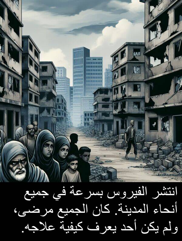 أحد: انتشر الفيروس بسرعة في جميع أنحاء المدينة. كان الجميع مرضى، ولم يكن أحد يعرف كيفية علاجه.