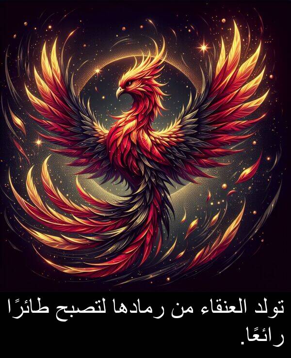 لتصبح: تولد العنقاء من رمادها لتصبح طائرًا رائعًا.