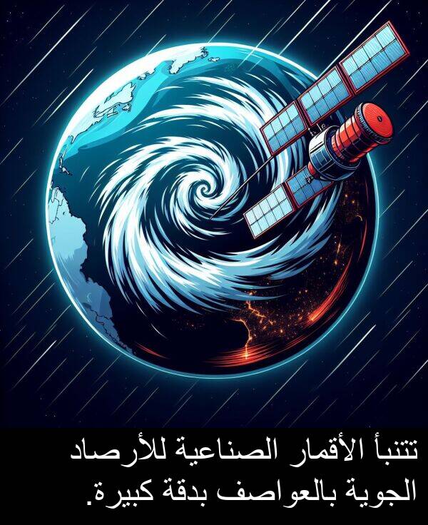 تتنبأ: تتنبأ الأقمار الصناعية للأرصاد الجوية بالعواصف بدقة كبيرة.