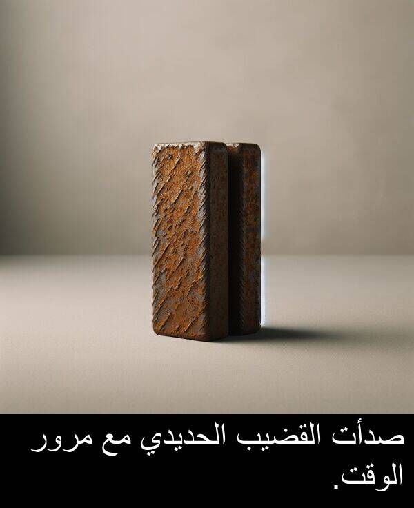 القضيب: صدأت القضيب الحديدي مع مرور الوقت.