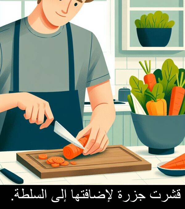 إلى: قشرت جزرة لإضافتها إلى السلطة.