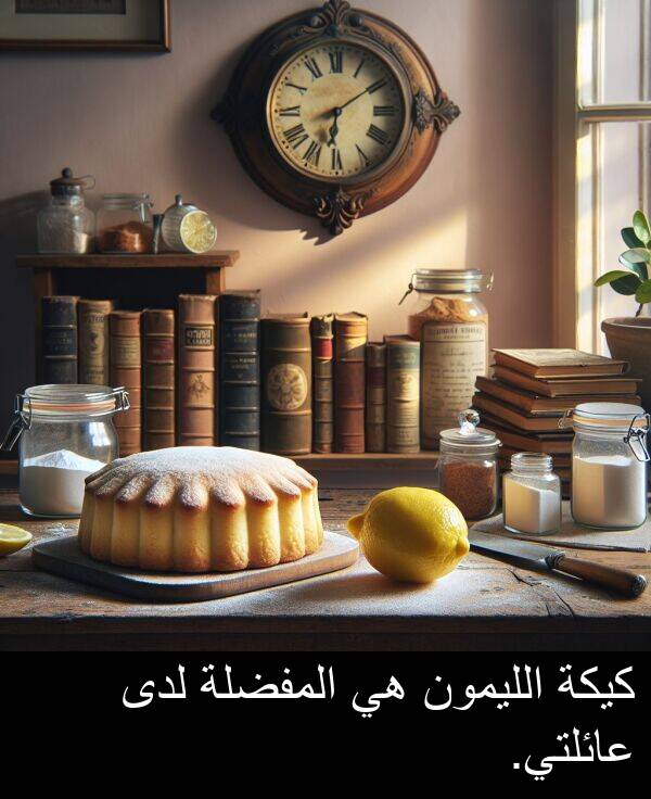 عائلتي: كيكة الليمون هي المفضلة لدى عائلتي.