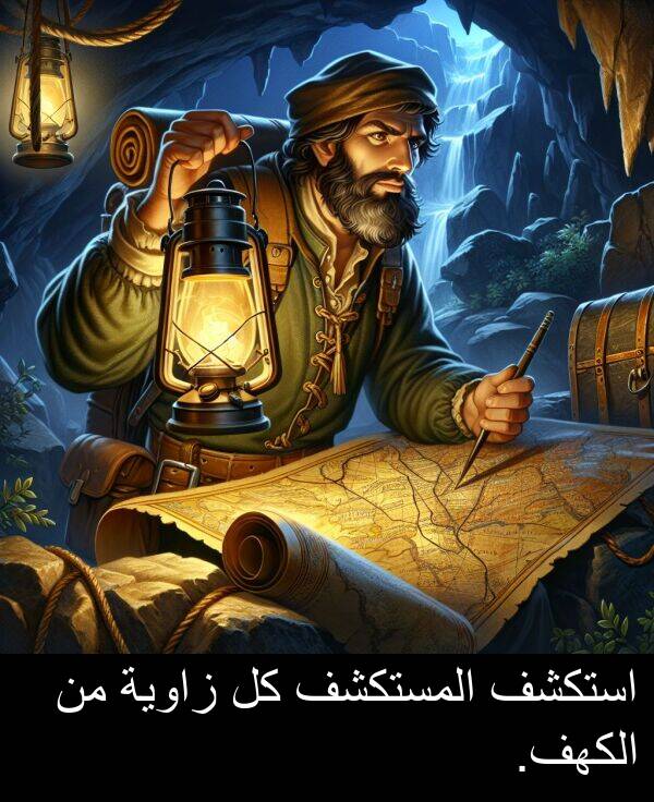 زاوية: استكشف المستكشف كل زاوية من الكهف.