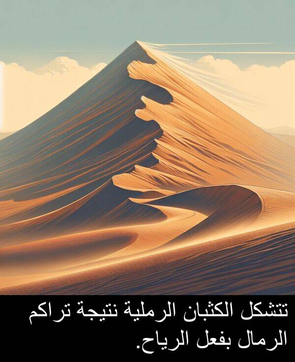 تتشكل: تتشكل الكثبان الرملية نتيجة تراكم الرمال بفعل الرياح.