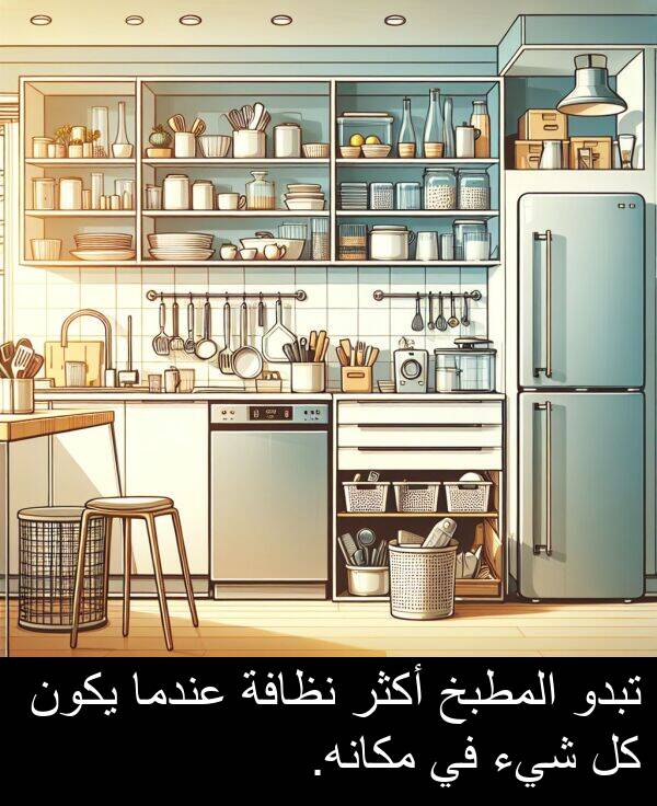 شيء: تبدو المطبخ أكثر نظافة عندما يكون كل شيء في مكانه.