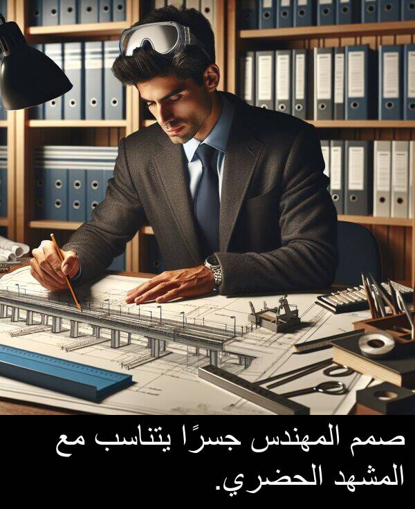 صمم: صمم المهندس جسرًا يتناسب مع المشهد الحضري.