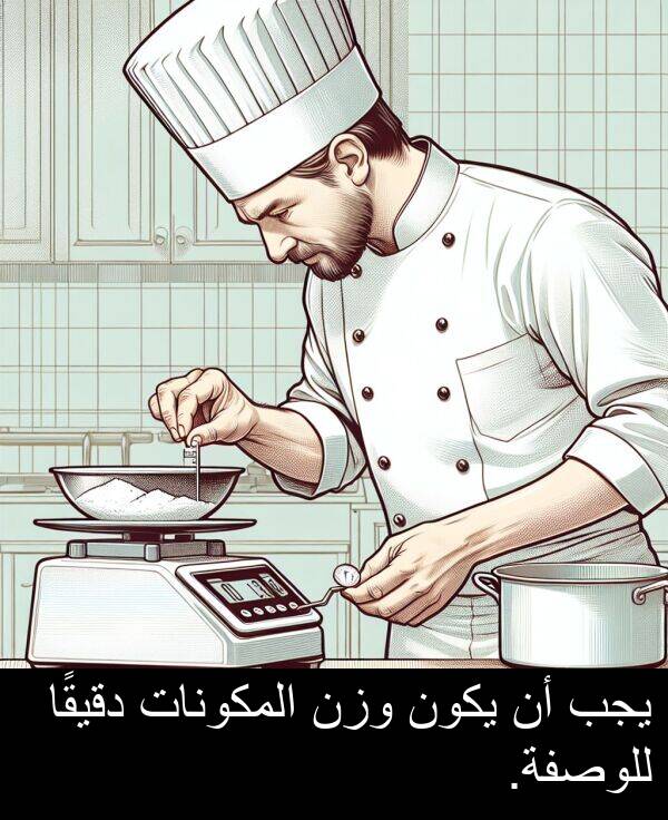 يجب: يجب أن يكون وزن المكونات دقيقًا للوصفة.