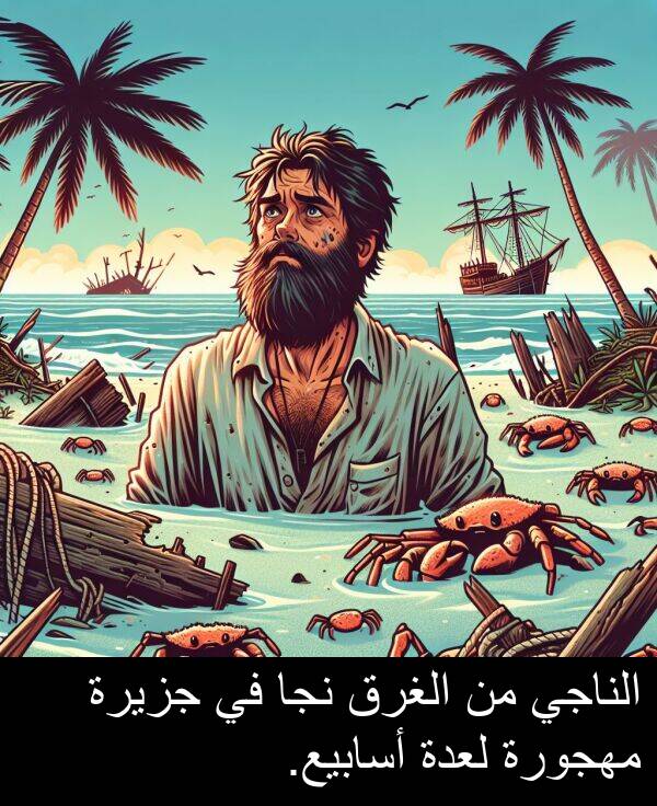 أسابيع: الناجي من الغرق نجا في جزيرة مهجورة لعدة أسابيع.