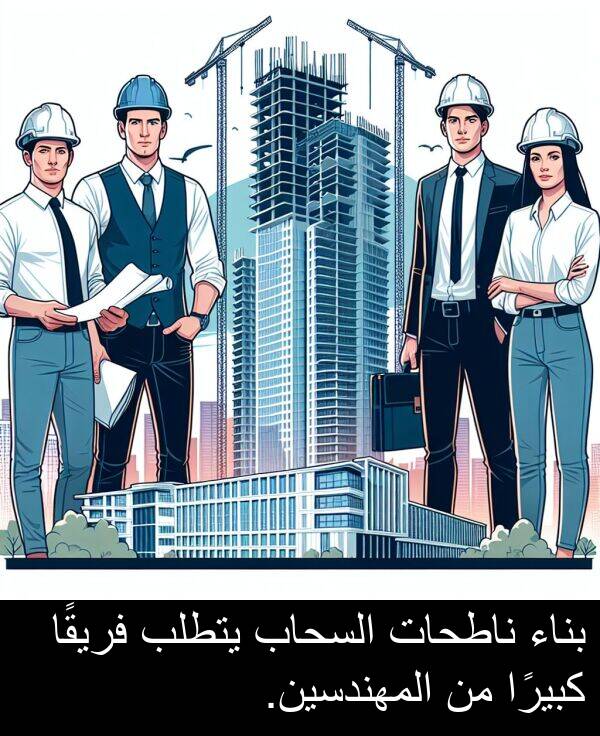 يتطلب: بناء ناطحات السحاب يتطلب فريقًا كبيرًا من المهندسين.