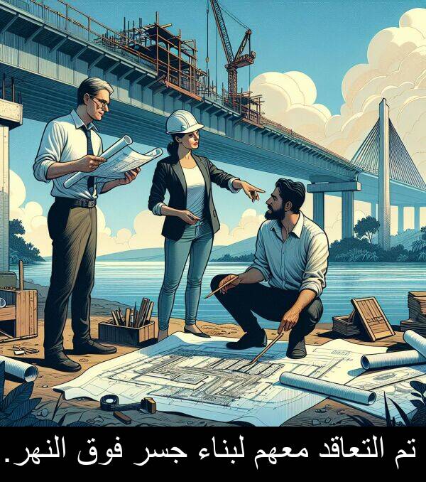لبناء: تم التعاقد معهم لبناء جسر فوق النهر.