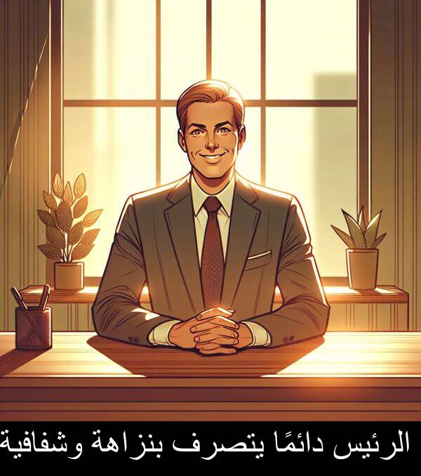 دائمًا: الرئيس دائمًا يتصرف بنزاهة وشفافية.