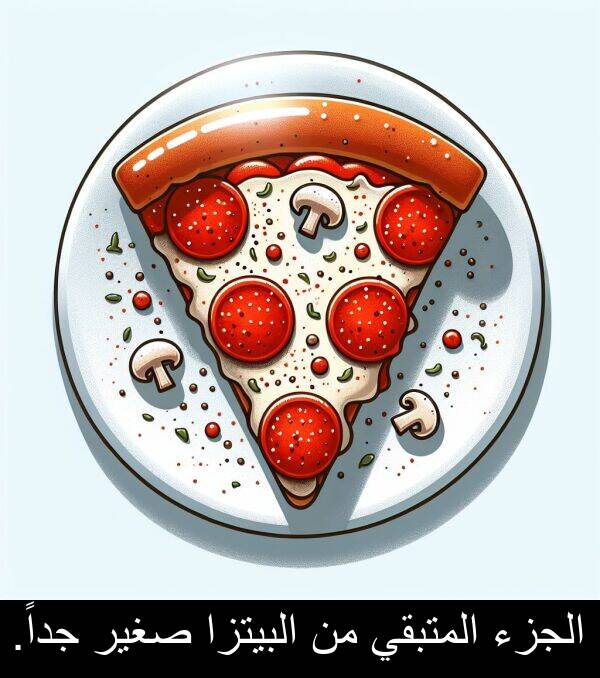 صغير: الجزء المتبقي من البيتزا صغير جداً.