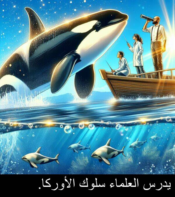 يدرس: يدرس العلماء سلوك الأوركا.