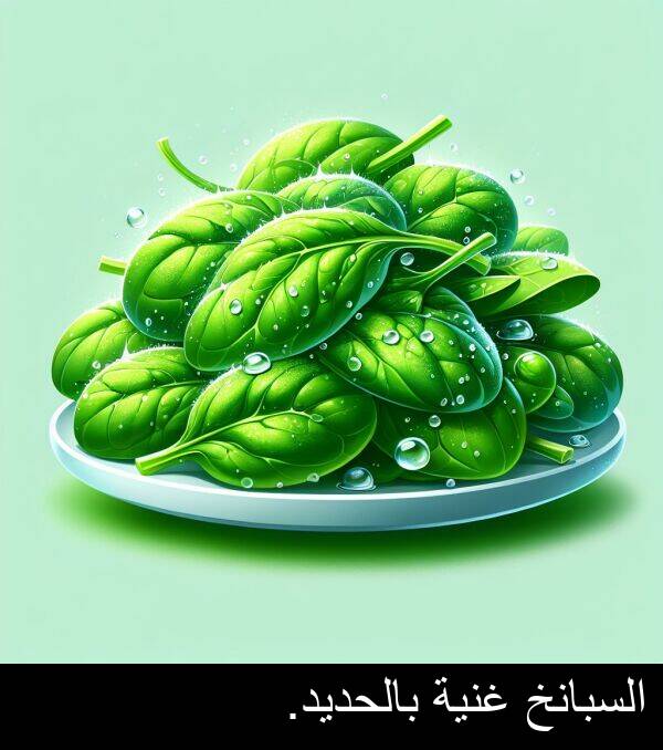 غنية: السبانخ غنية بالحديد.