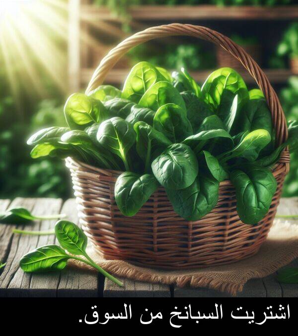اشتريت: اشتريت السبانخ من السوق.