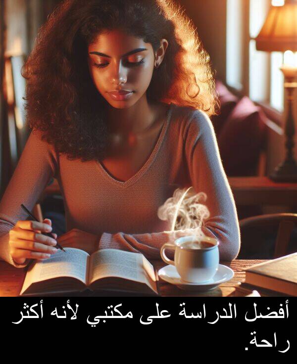 لأنه: أفضل الدراسة على مكتبي لأنه أكثر راحة.