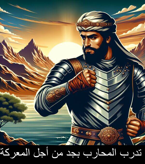 أجل: تدرب المحارب بجد من أجل المعركة.