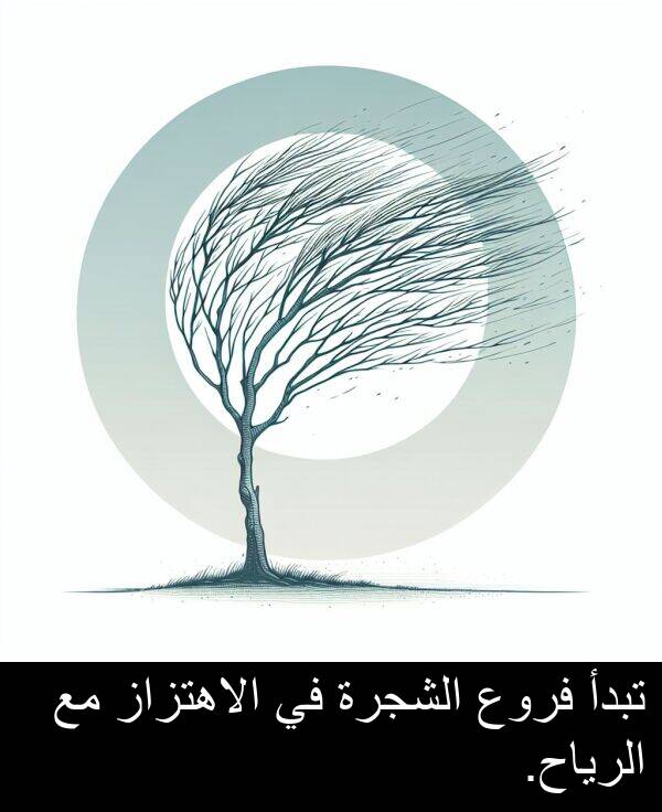 تبدأ: تبدأ فروع الشجرة في الاهتزاز مع الرياح.