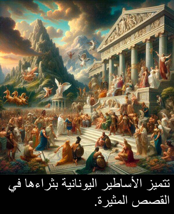تتميز: تتميز الأساطير اليونانية بثراءها في القصص المثيرة.