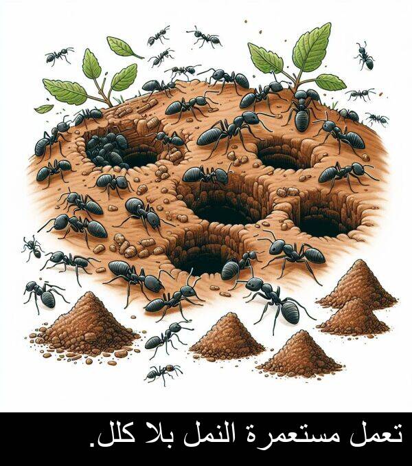 كلل: تعمل مستعمرة النمل بلا كلل.