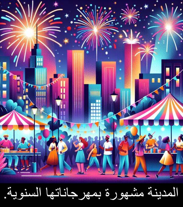 السنوية: المدينة مشهورة بمهرجاناتها السنوية.