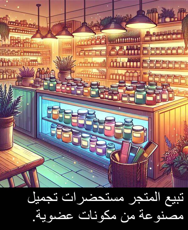عضوية: تبيع المتجر مستحضرات تجميل مصنوعة من مكونات عضوية.