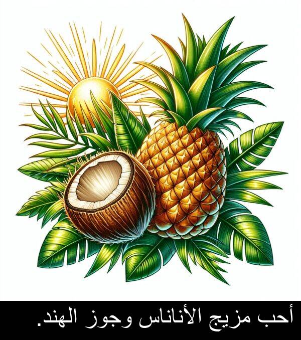 أحب: أحب مزيج الأناناس وجوز الهند.