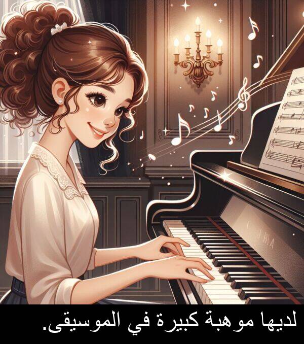 كبيرة: لديها موهبة كبيرة في الموسيقى.