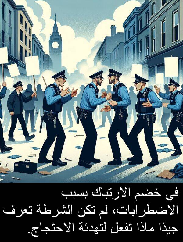 لتهدئة: في خضم الارتباك بسبب الاضطرابات، لم تكن الشرطة تعرف جيدًا ماذا تفعل لتهدئة الاحتجاج.