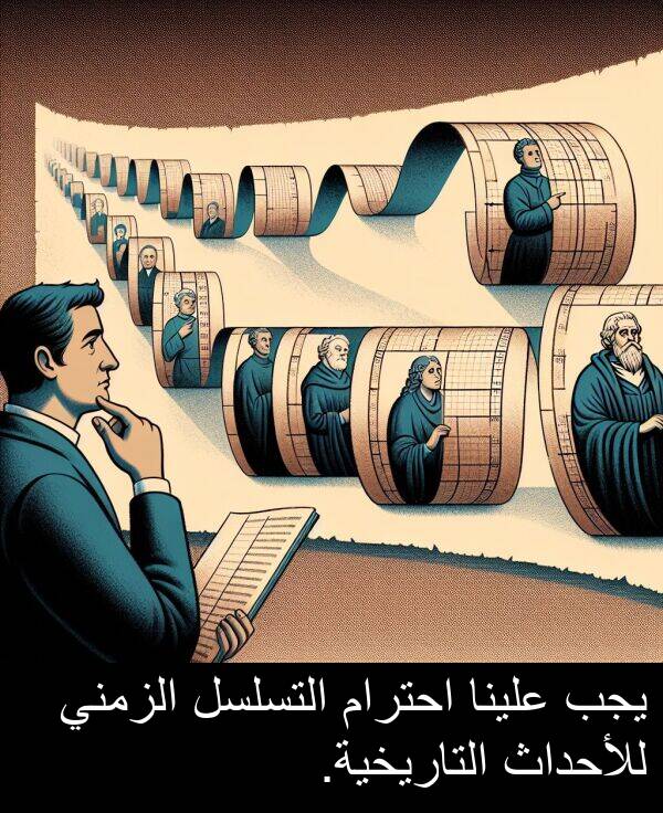 علينا: يجب علينا احترام التسلسل الزمني للأحداث التاريخية.