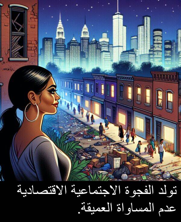 عدم: تولد الفجوة الاجتماعية الاقتصادية عدم المساواة العميقة.
