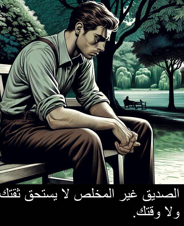 الصديق: الصديق غير المخلص لا يستحق ثقتك ولا وقتك.