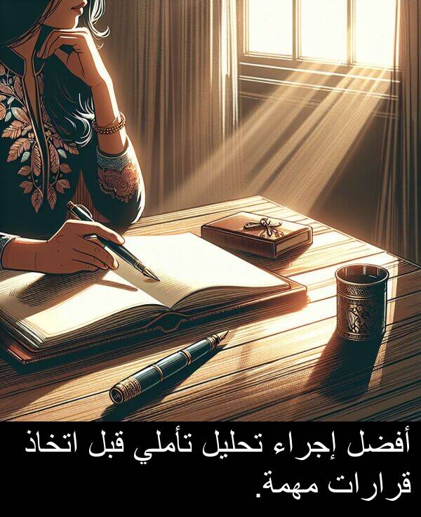 إجراء: أفضل إجراء تحليل تأملي قبل اتخاذ قرارات مهمة.