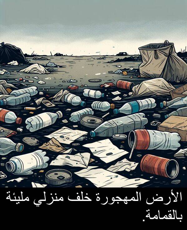 خلف: الأرض المهجورة خلف منزلي مليئة بالقمامة.